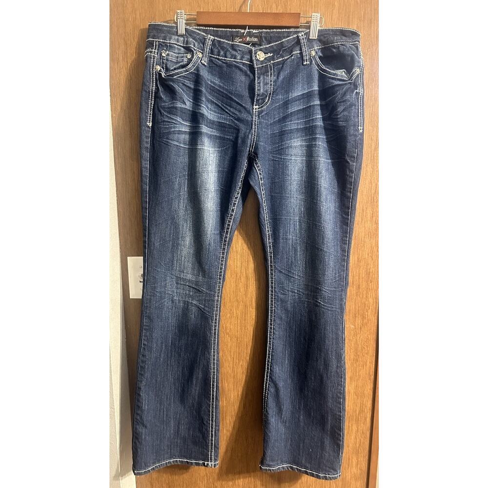 Love Nation sz 18w denim blue jeans bling bootleg